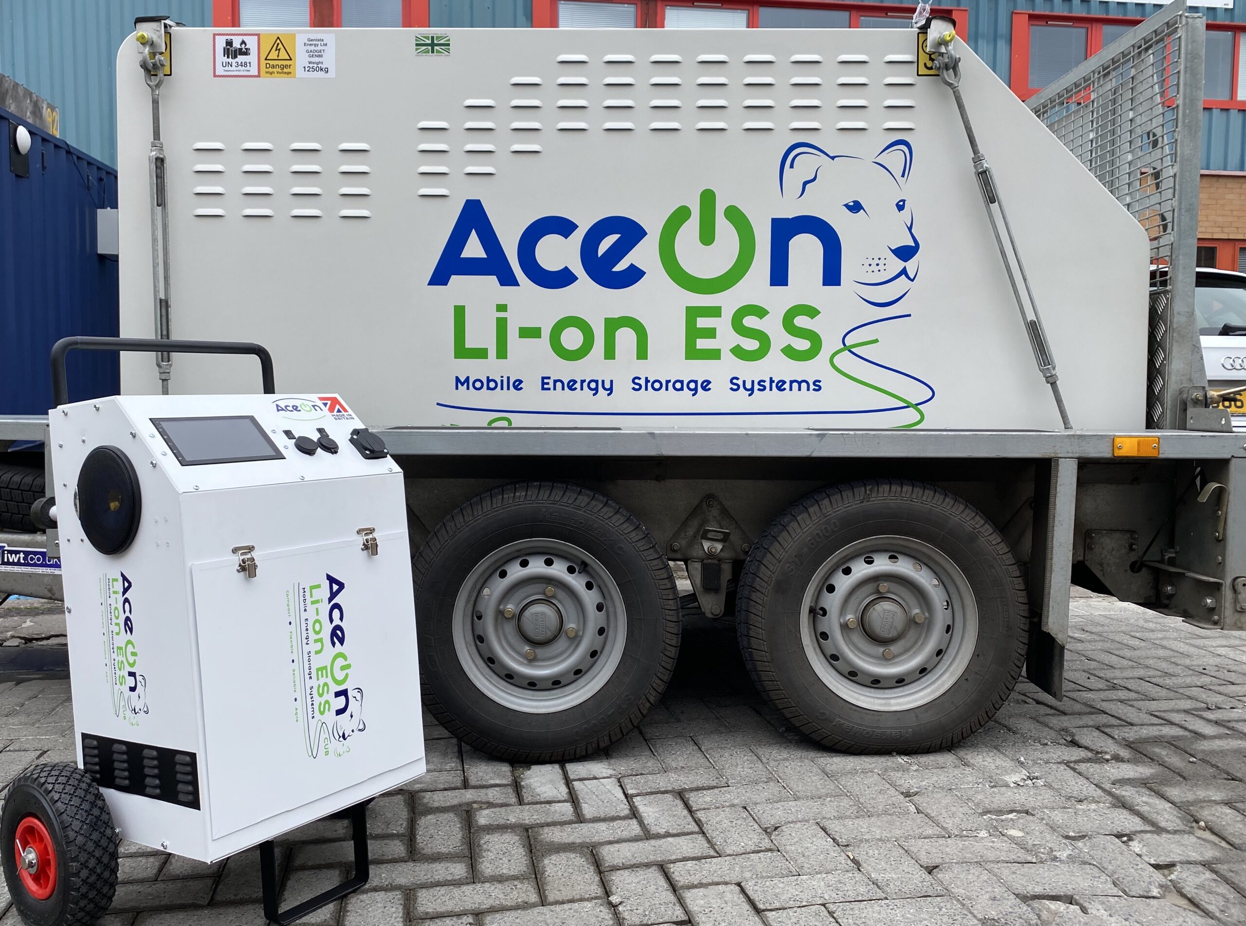 The new Lion ESS 80kWh mobile energy storage system and smaller Lion ESS Cub portable storage system