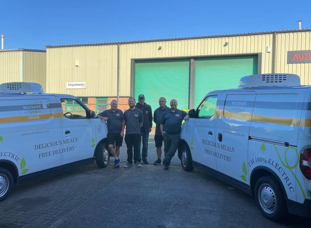 The Wiltshire Farm Foods Telford team with the new fleet of Electric Vehicles