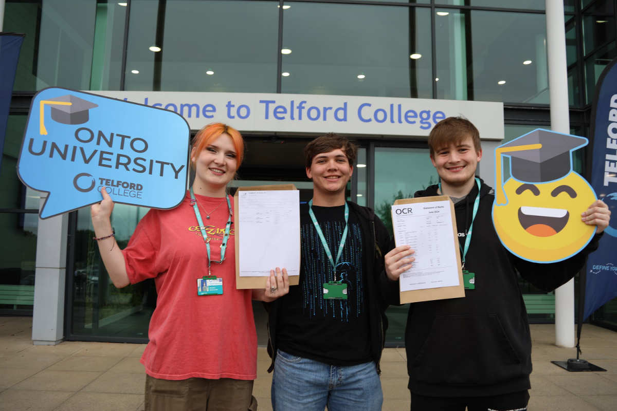 Telford College A level students celebrating their results earlier this month