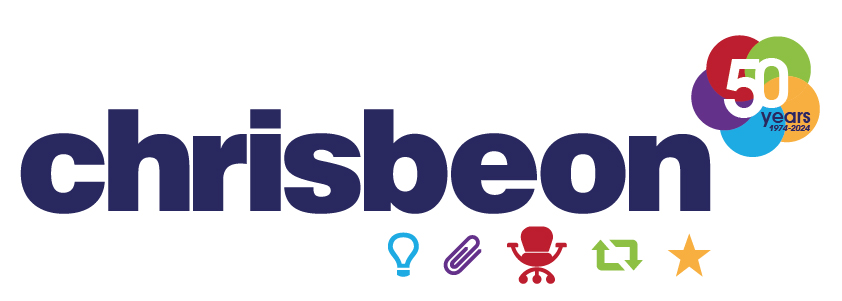 Chrisbeon logo with 50 badge1 colour