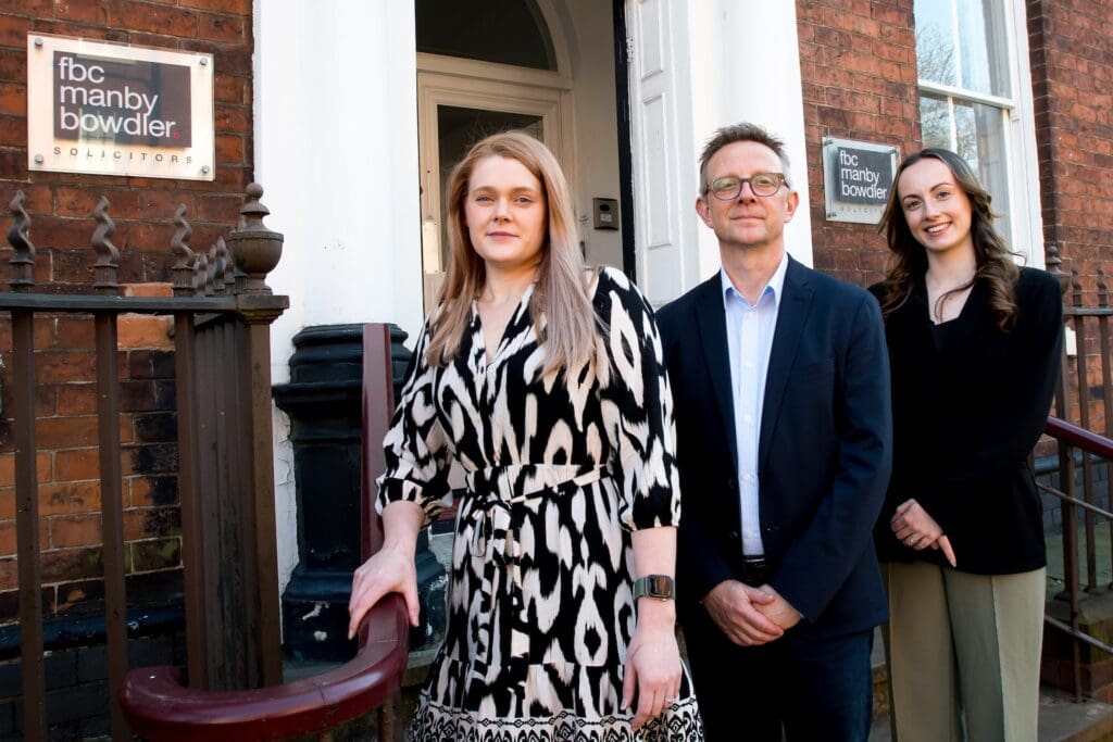 Louise Coleby (left) and Jessica Johnson have been promoted to the role of associate. Pictures with FBCMB partner Guy Birkett (centre)