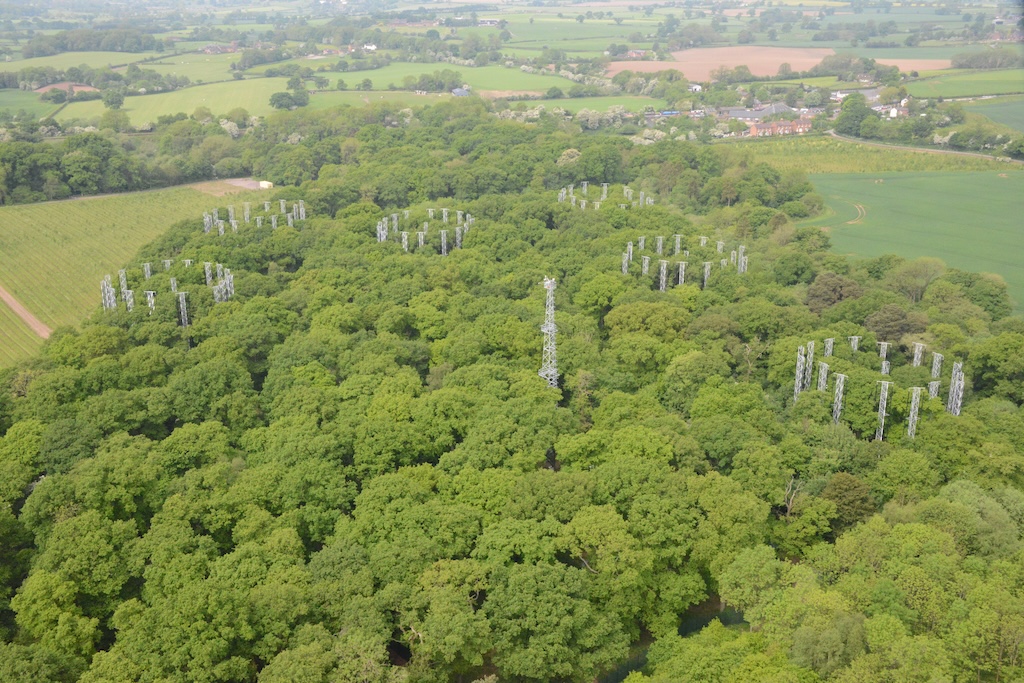 Pic 1 The BIFoR FACE experiment facility located in a Staffordshire Woodland (Image credit University of Birmingham)