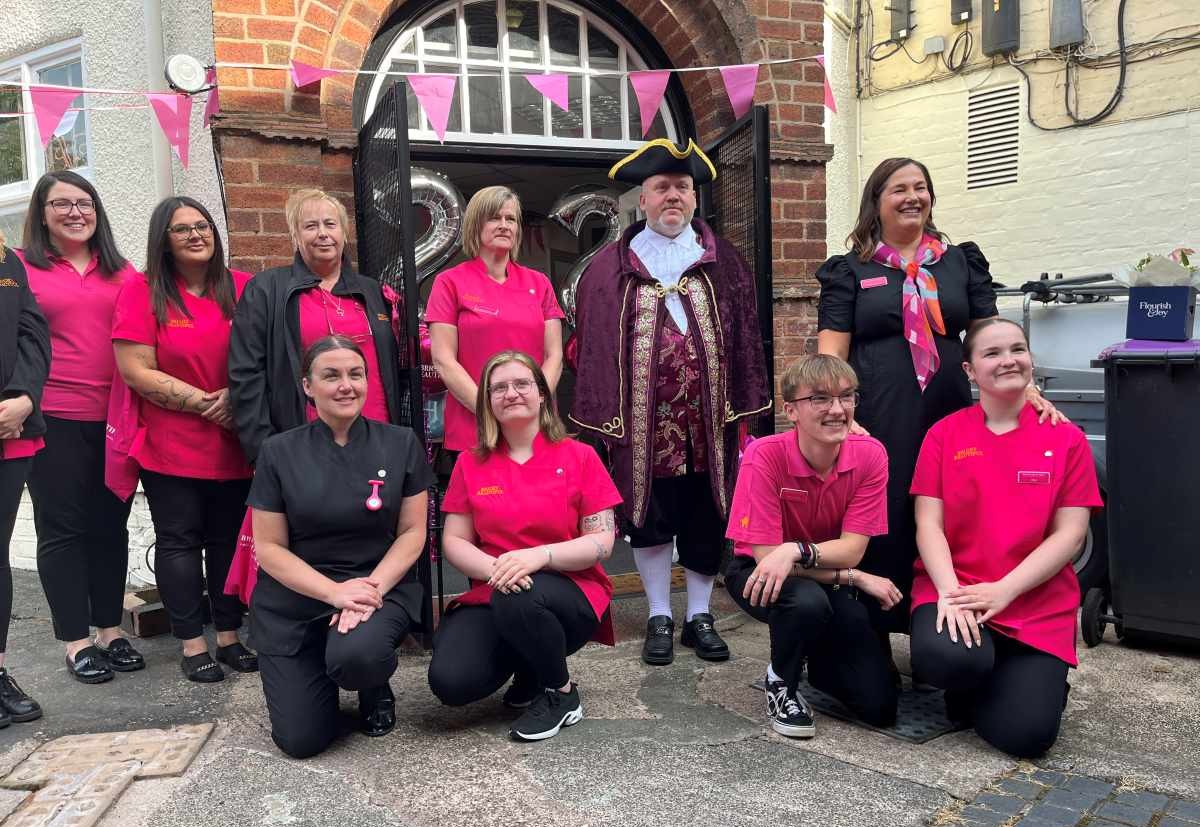 Wellingtons Town Crier Damian Breeze who manages the Wellington Orbit congratulated the Bright Beautiful team and cut a ribbon to declare its new offices officially open