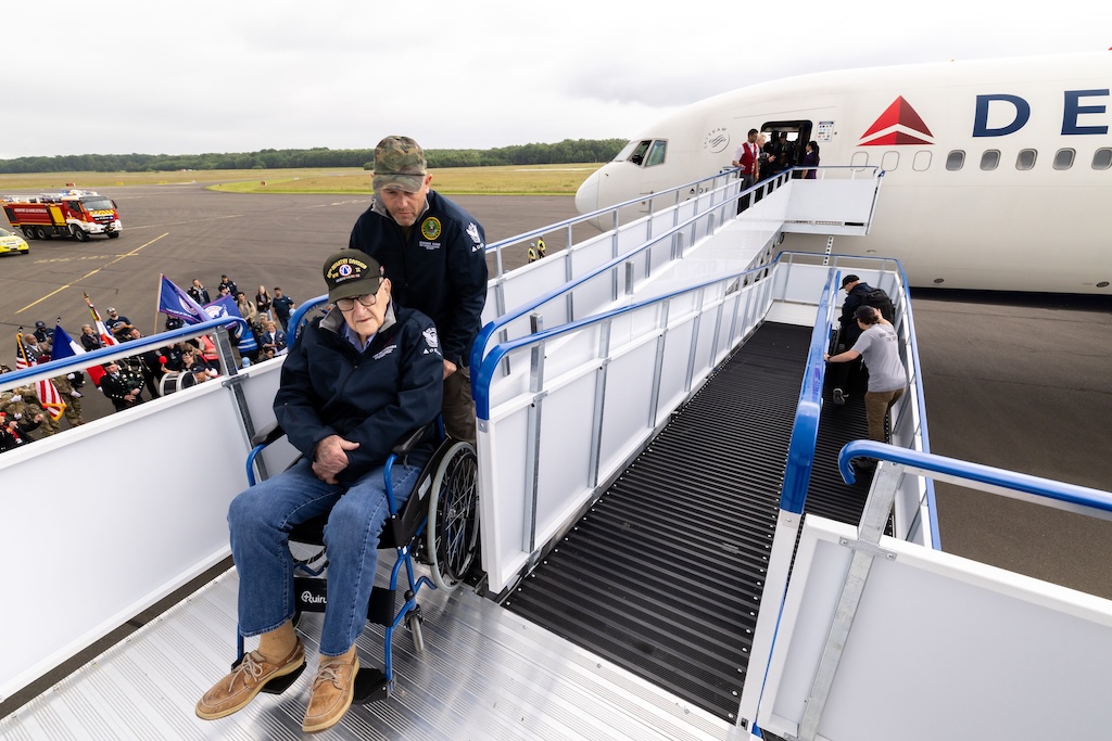 In June Aviramp partnered with Delta Air Lines to return 23 US veterans to France for D Day commemorations ensuring their safe disembarkation in wheelchairs via