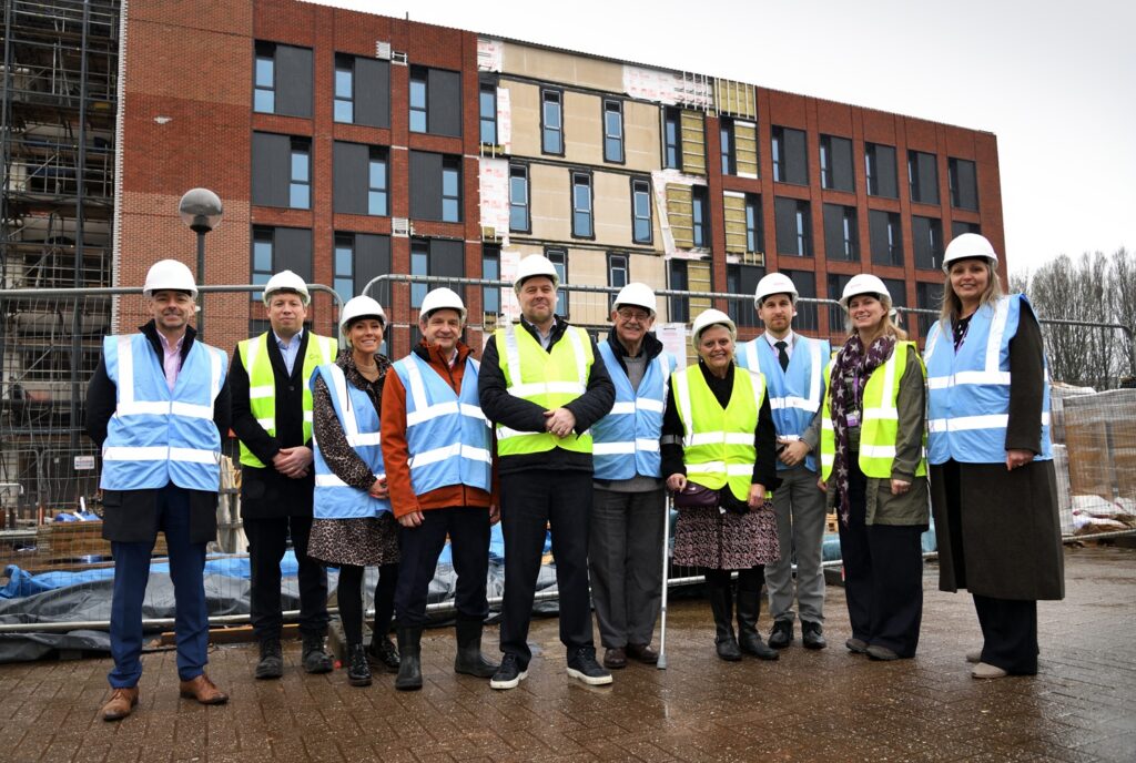 Outside the new Telford 6th building in Station Quarter