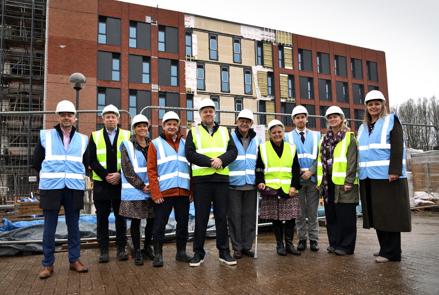 Outside the new Telford 6th building in Station Quarter