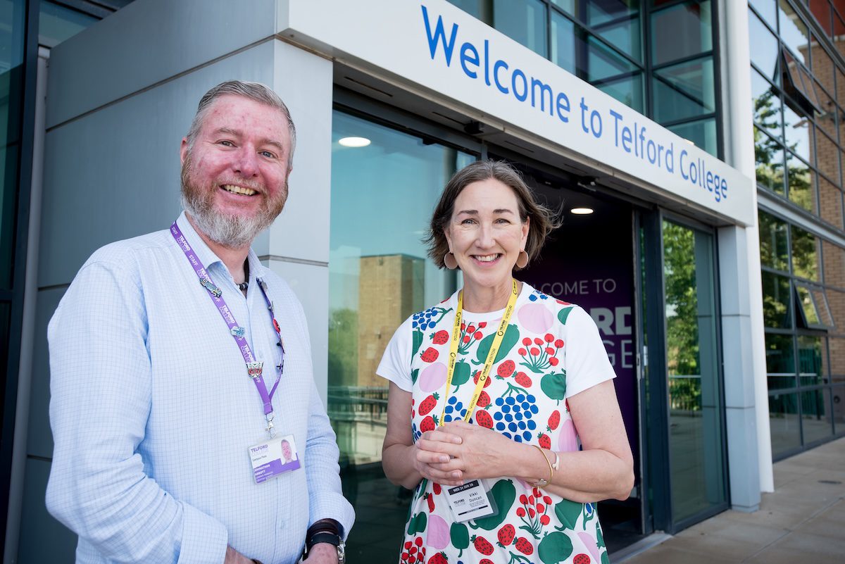 Johnathan Abbott Telford College's learner manager for creative and music pictured with Vikki Duncan from Weston Park at the launch of the college's new Creative