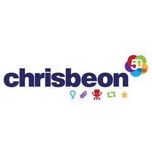 Small Chrisbeon logo with 50 badge1 colour