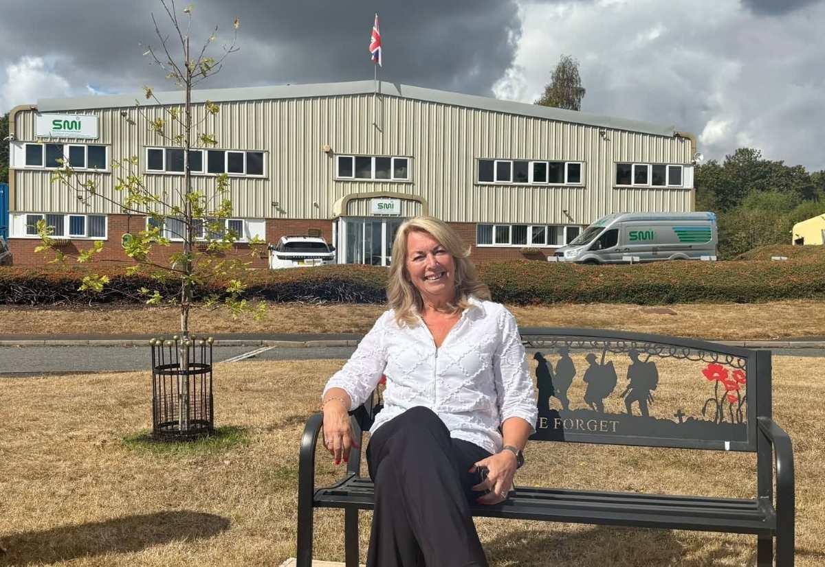 Managing director Jill Seymour outside SMIs Telford headquarters