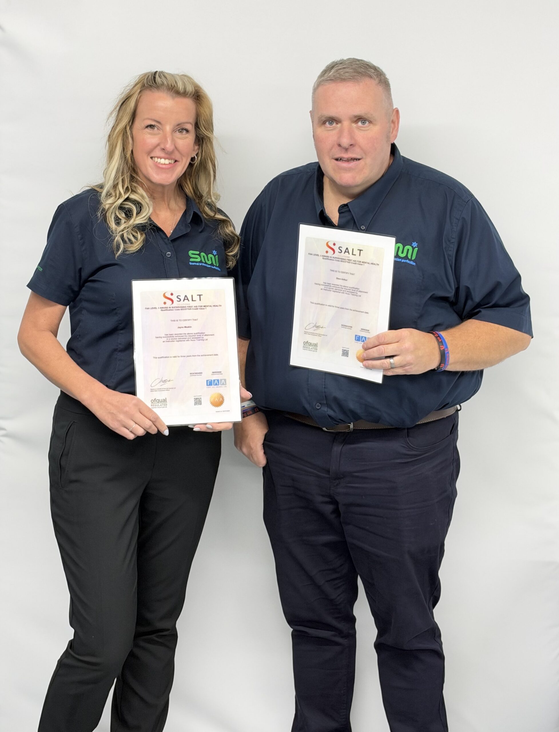 Jayne Meakin and Dave Arthur with their certificates